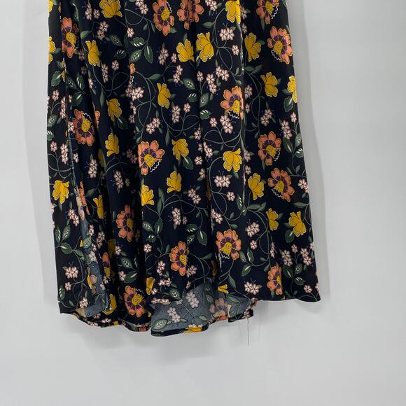 NEW T Tahari A-Line Skirt Black/Rust Floral Print Side Split Size 2 Modest Fairy - Picture 12 of 15